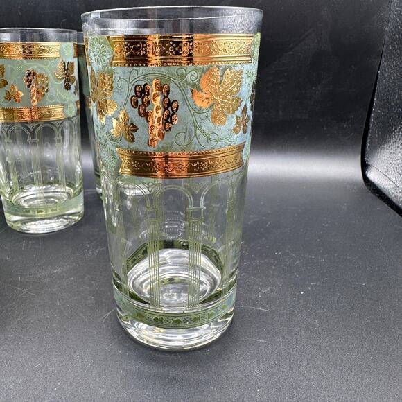 Vintage Cera Golden Grapes Highball Glasses Tumbler Tom Collins Set of 8 - Picture 3 of 8